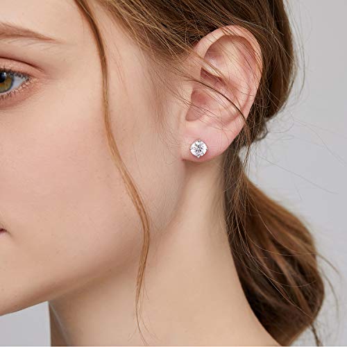 Jiamiaoi Stud Earrings Screw Back Sterling Silver Cubic Zirconia Stud Earrings Set 4 Millimeters-8 Millimeters Nickle Free Hypoallergenic Earring Studs - color: H-Lantern Backs Round, size: 5mm