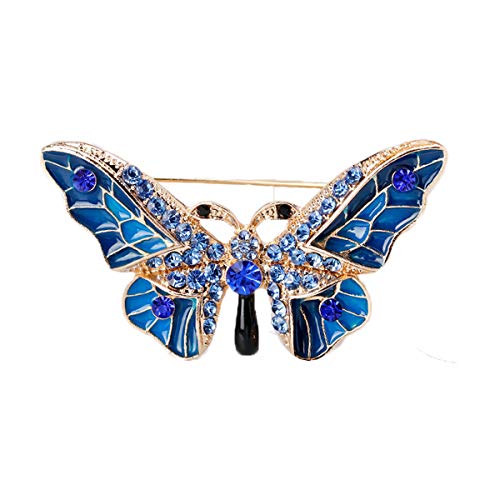 seven wolves Brooches for Women Austria Crystal Brooch Pins Rhinestones Brooches Daily Wearing Breastpin with Boxes - color: Blue 2