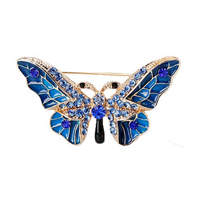 seven wolves Brooches for Women Austria Crystal Brooch Pins Rhinestones Brooches Daily Wearing Breastpin with Boxes - color: Blue 2