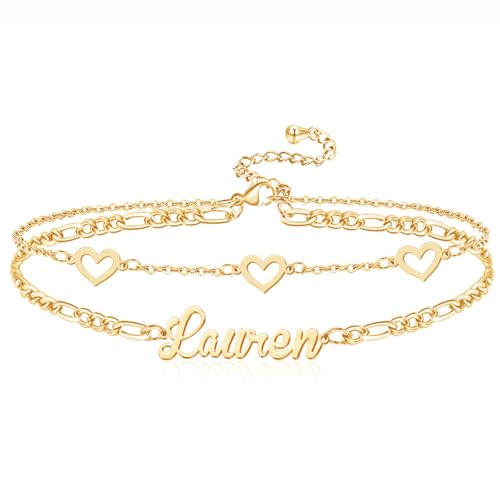 Ankle Bracelet for Women Personalized Name Anklet 18K Gold Plated Custom Dainty Anklet Bracelet Beach Jewelry for Girlfriend - color: Style 09