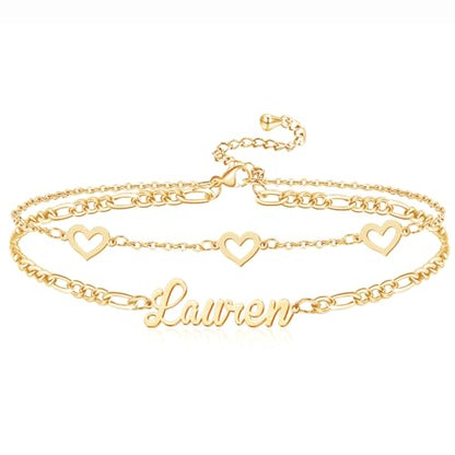 Ankle Bracelet for Women Personalized Name Anklet 18K Gold Plated Custom Dainty Anklet Bracelet Beach Jewelry for Girlfriend - color: Style 09
