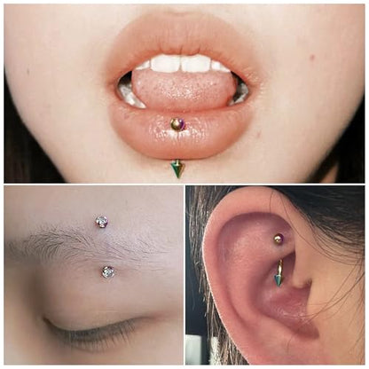 Rook Daith Piercing Jewelry 16G Stainless Surgical Steel Curved Barbell Eyebrow Rings Vertical Labret Lip Piercing Jewelry Rook Daith Earrings for Women Men 6MM 8MM 10MM Hypoallergenic - color: Rainbow-6MM 8MM 10MM