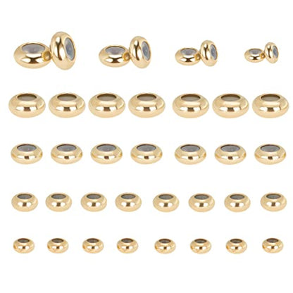 PH PandaHall 24K Gold Plated Stopper Spacer, 4 Sizes Brass Rubber Beads 40pcs Adjustable Slider Beads Insert Rubber Stopper Positioning Spacer for Beaded Garden Decor Bracelet Jewelry Making - size: 5/6/7/8mm