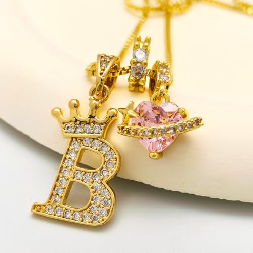 18K Gold & Silver Plated Initial Necklaces for Women - color: B-Gold