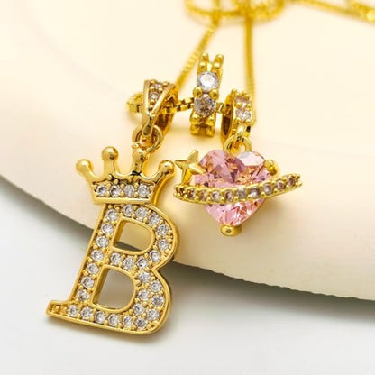 18K Gold & Silver Plated Initial Necklaces for Women - color: B-Gold