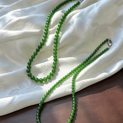 SukAmi 4-10mm Pearl Choker Men Black Pearl Necklace Women Faux Pearl Necklaces 45CM - size: Green-6mm