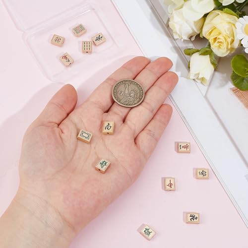 12Pcs 12 Styles Bulk Mahjong Beads Chinese Mahjong Charms Pendant Loose Spacer Beads for Jewelry Making DIY Decorations Earrings Bracelet Necklace Phone Chain Supplies (10.5x8.5mm)