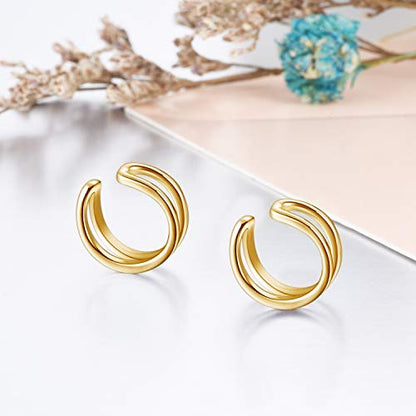 YFN Ear Cuff Wrap Earrings 925 Sterling Silver Non Pierced Cartilage Earring for Women Jewelry Gifts - color: gold