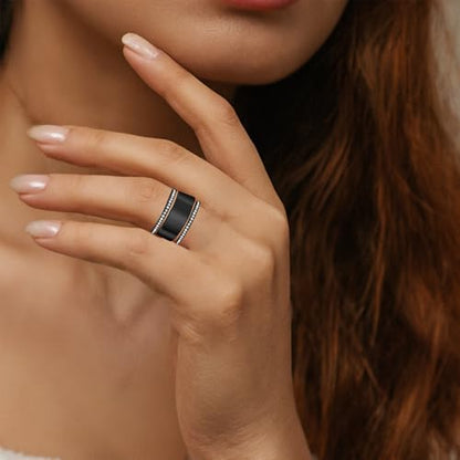 2-Pack 14K Gold Plated Stacking Rings for Oura Ring Gen 5/4/3 | Cubic Zirconia，oura ring stack accessories，Diamond Rings for Women - color: Black