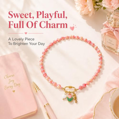 LIU JUN Colorful Beaded Necklace for Women, Chunky Boho Fish Starfish Conch Pendant Acrylic Bead Necklaces Cute Y2K Summer Beach Jewelry Gifts - color: Fish+Evil Eye