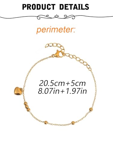 MODRSA Toe Rings for Women Toe Rings and Anklets for Women Toe Ring Adjustable Toe Rings Silver Rose Gold - color: F2-Anklet - Heart Beads gold