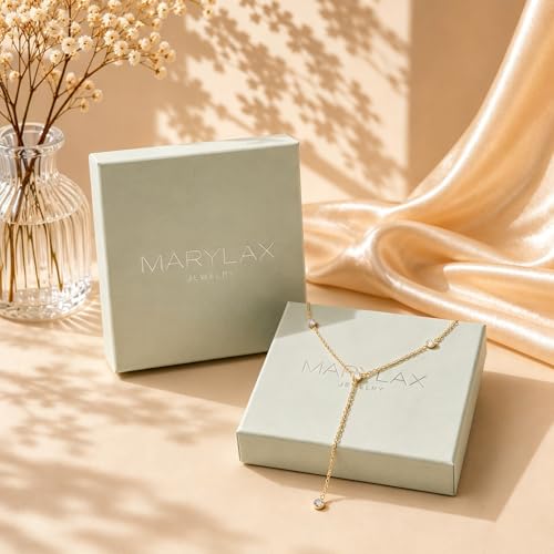 Lariat Gold Necklace for Women, 14K Gold Plated Dainty Drop Y Necklace, Waterproof Non Tarnish Long Layered Beaded Chain Lariat Necklace Prom Jewelry Summer Vacation Gift for Her - color: gold-8