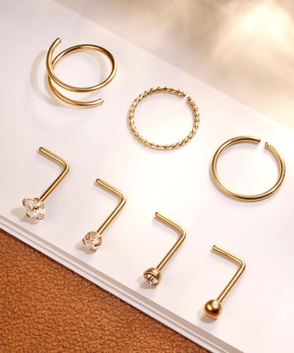 Nose Rings Hoops for Women Nose Studs Jewelry Piercings Surgical Stainless Steel Hypoallergenic