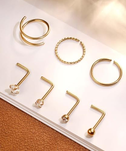 Nose Rings Hoops for Women Nose Studs Jewelry Piercings Surgical Stainless Steel Hypoallergenic