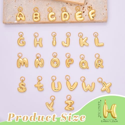 A-Z Bubble Letter Charms 18K Gold Filled Charms for Jewelry Making Gold Initial Alphabet Charms Pendants for Women Men Necklace Choker Bracelet Making - color: Letter H