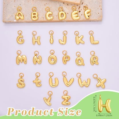 A-Z Bubble Letter Charms 18K Gold Filled Charms for Jewelry Making Gold Initial Alphabet Charms Pendants for Women Men Necklace Choker Bracelet Making - color: Letter H