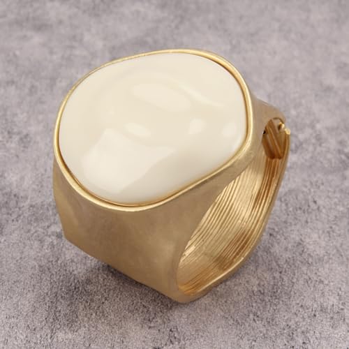 Gold Cuff Bracelet for Women Chunky Bracelet Statement Bracelet | Chunky Bangle Bracelets for Women Silver Beaded Open Bangle Stackable Stretch Bead Bracelet Boho Jewelry Gift for Wife Couple - style: Gold Thick Bangles