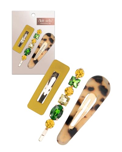 Kitsch Stackable Acrylic Snap Hair Clip for Thick & Thin Hair, Hair Accessories for Women & Girls, Cute Barrettes | Ideal Gifts for Women, 3pcs