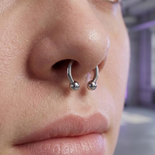 40 PCS 16G Lip Rings, Stainless Steel Horseshoe Labret Monroe Studs Eyebrow Rings Nose Rings, Body Piercing Jewelry Set for Women Men