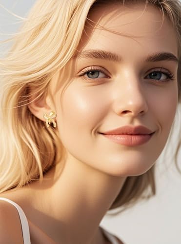 Tornito 10-15 Pairs Clip on Stud Earrings Non Pierced Teardrop Round Square CZ Pearl Twist Knot Flower Butterfly Heart Star Rainbow Cat Opal Clip on Earrings for Women - color: K:10 Pairs Gold Tone