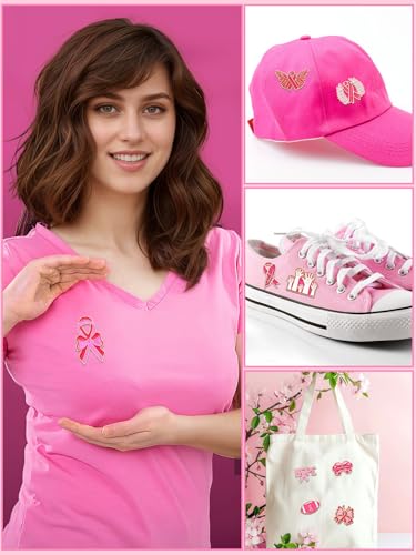 JUNEBRUSHS 28pcs Breast Cancer Awareness Enamel Pins Pink Ribbon Butterfly Lapel Pins for Breast Cancer Awareness Party Survivor Charity Event Favors Women Girls Clothes Decor Accessories - style: Breast Cancer Awareness Style