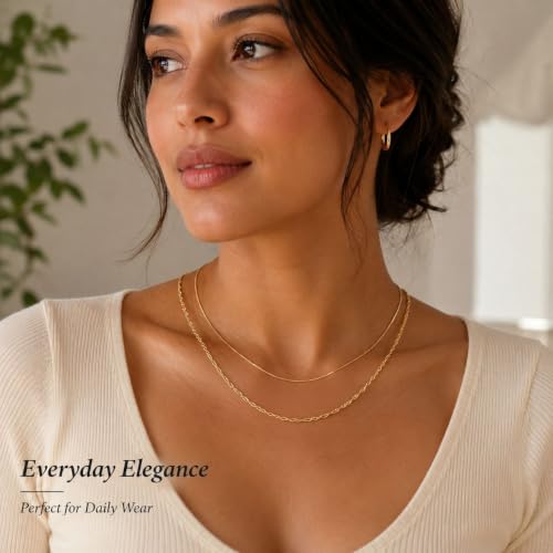 Gold Neklace Stack Dainty Gold Herringbone Necklace for Women Layered Paperclip Chain Necklaces Rhinestone Drop Simple Jewelry Gifts for Women - color: A6:thin-2pcs