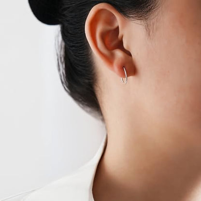 CHIC & ARTSY 925 Sterling Silver Open Hoop Earrings Small Hoop Earrings for Women Half Hoop Cartilage Piercing Adjustable Huggie Earrings - color: C:Silver 10mm