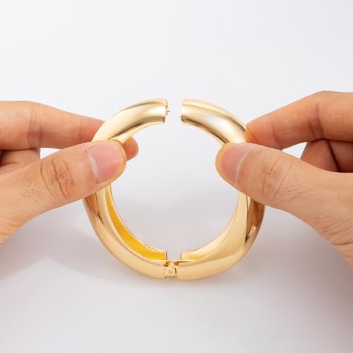 Chunky Gold Bangles for Women Gold Plated Stackable Bracelets Set Trendy Cuff Bracelets Stack Wrist Open Bangle Jewelry Gift Accessories - style: Gold