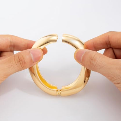 Chunky Gold Bangles for Women Gold Plated Stackable Bracelets Set Trendy Cuff Bracelets Stack Wrist Open Bangle Jewelry Gift Accessories - style: Gold