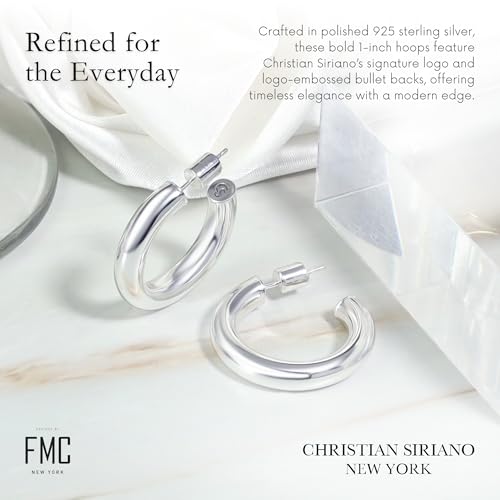 18K Gold Plated Sterling Silver Earrings for Women – Pure & Polished, Twist, Square, Hinged Tube, Abstract & Heart Shape Hoops – Lightweight, Hypoallergenic, Non-Tarnish Jewelry (Sizes: 3x35mm-46x30mm) - color: Silver, size: Polish Hoop (5x25mm)