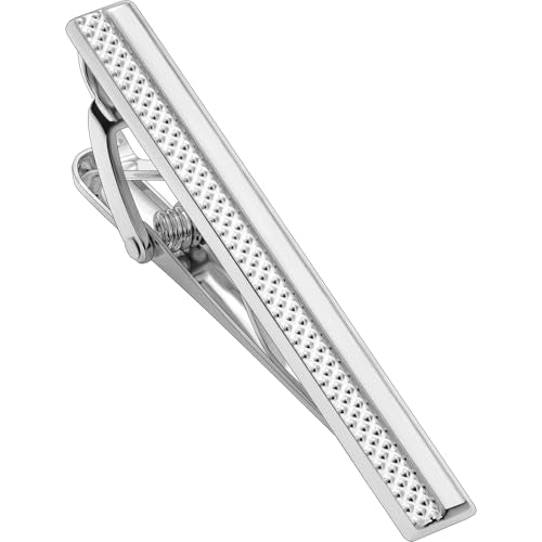 Tie Clip for Men, TAIGRAMA Tie Bar and Tie Pin Clip for Skinny Ties Gold Rose Gold Silver Black, Unique Mens Tie Clip Tie Clasp Suitable for Wedding Anniversary Business Professional and Best Gift - style: Style2-Silver