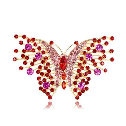 Dainty Rhinestone Butterfly Brooch for Women Men Chic Cute Sparkly Crystal Animal Lapel Pins for Suit Dress Hat Bag Tie Wedding Holiday Accessories Jewelry - color: Red