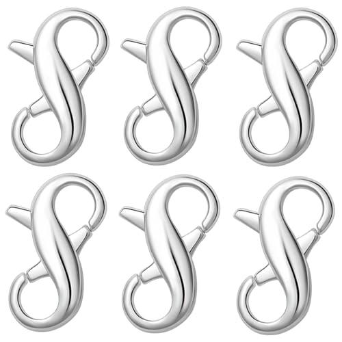 Stainless Steel Lobster Clasp,Lobster Clasp Necklace Extender, Bracelet Connector for DIY Jewelry Repair, Gold,Silver (6pcs Silver) - color: 6pcs silver