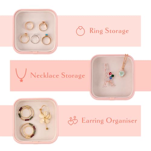 Set of 3 Small Stackable Jewelry Organizer Trays Mini Jewelry Drawer Oragnizer Small Jewelry Display Tray for Necklace Bracelet Rings Earrings and Makeup (LightPink) - color: LightPink
