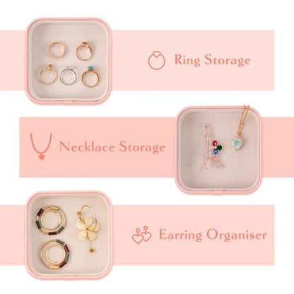 Set of 3 Small Stackable Jewelry Organizer Trays Mini Jewelry Drawer Oragnizer Small Jewelry Display Tray for Necklace Bracelet Rings Earrings and Makeup (LightPink) - color: LightPink