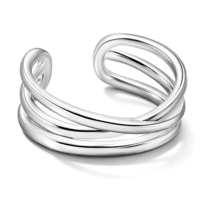 Silver Plated Rings for Women Adjustable Open Ring Vintage Twisted Crossover Stackable Finger Jewelry Gifts