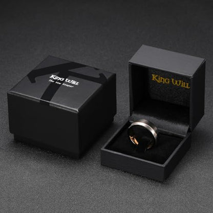 King Will Mens Tungsten Carbide Wedding Band with Groove Design | 6/7/8mm Width, Grooved, Comfort Fit, Everyday Wear - color: 8mm