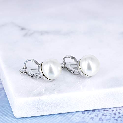YOQUCOL Simulated Freshwater Pearl Clip On Earrings Not Pierced Elegant Stud Jewelry For Women - color: 10MM-White