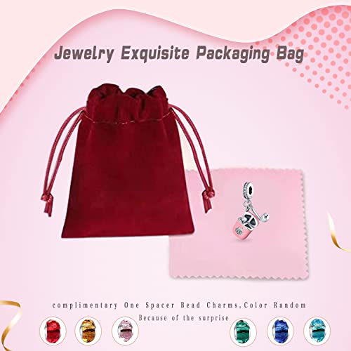 LNQOBU 925 Sterling Silver Charms for Bracelets Dangle Pendant fit Pandora Bracelets or Necklaces Jewelry Woman Gift Beads Charm (With one Spacer Beads) - style: B-Pink Headphone Pendant Charm