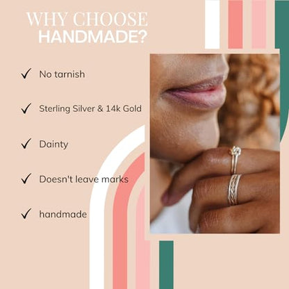 Harmony Braided Stacking Ring | Gold Statement Ring | Gold-Filled for Women | Simple and Elegant | Minimalist Jewelry | Waterproof Everyday Wear | Stacking Ring | Handmade