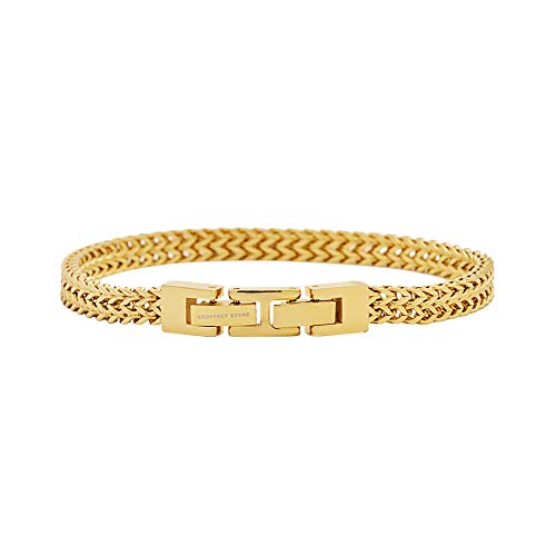 Geoffrey Beene Men’s Stainless Steel Double Franco Chain Bracelet with Extension - color: Gold, size: 8.5"