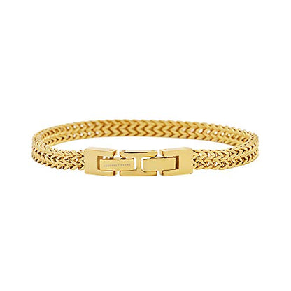 Geoffrey Beene Men’s Stainless Steel Double Franco Chain Bracelet with Extension - color: Gold, size: 8.5"