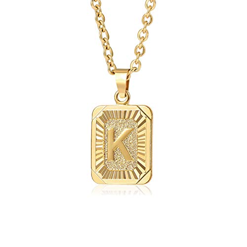 Glimmerst Initial Pendant Necklace 18K Gold Plated Stainless Steel Letter Necklace Personalizd Name Necklace for Women - style: Gold K