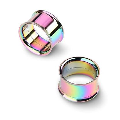 2Pcs G23 Titanium Double Flared Earrings Internally Threaded Gauges for Ears Weights Eyelet Tunnel Plug Stretching Kit From 3mm to 25mm Women Men - color: Rainbow, size: 19mm-3/4"