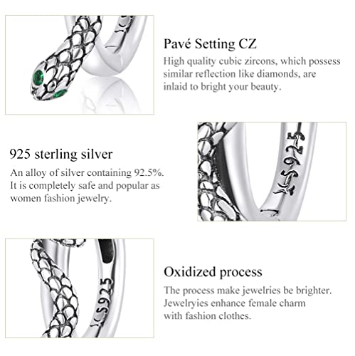 925 Sterling Silver Earrings Hypoallergenic Huggie Earring for Women - color: Silver Snake
