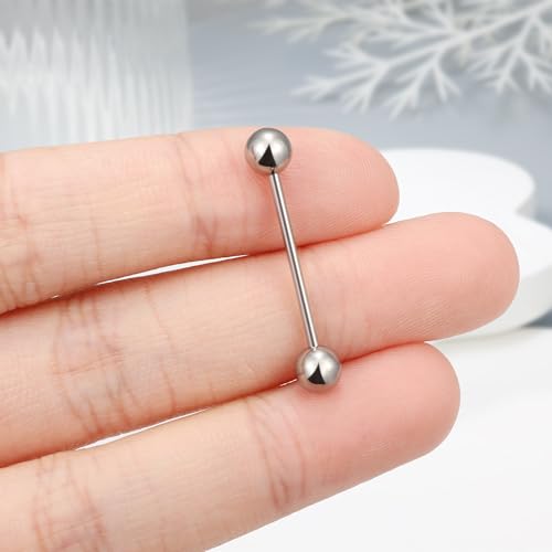 Ruifan Grade 23 Titanium Internally Threaded Nipple Piercing Jewelry Barbell Ring PA Tongue Rings Nipple Straight Body Piercing Jewelry for Women Men 16G 14G 12G 8G 6G 4G 2G - size: 16GA - 3/4" (19mm)