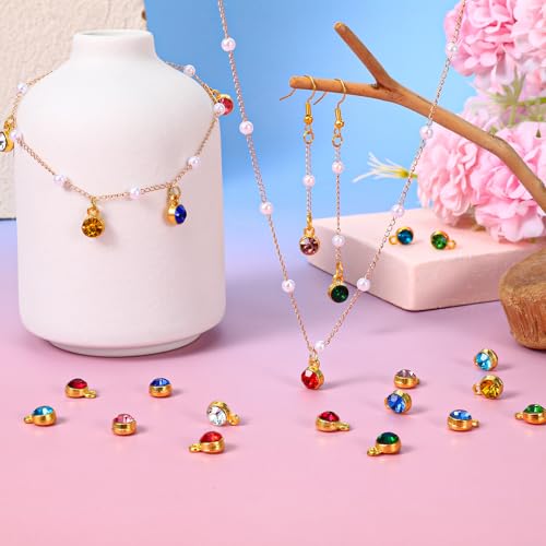 24PCS Crystal Dangle Charms for Jewelry Making | Mixed Color Crystal Dangle Charms Accessories, DIY Necklace Earring Bracelet Jewelry Making Crafts