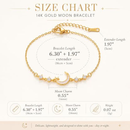 Moon Phase Bracelet Gold/Silver Opal Moon Charm Bracelet Adjustable Opal Style Crescent Charm Chain Bracelets with White Bead Accents Celestial Jewelry Outfit Accessories Gift for Women - color: B1: Gold