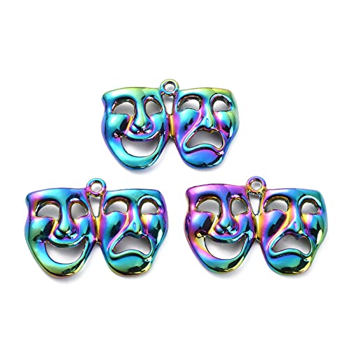 LiQunSweet 20 Pcs Colorful Comedy and Tragedy Facial Makeup Actors and Actress Charm Mardi Gras Drama Mask Charms for Jewelry Making - color: Drama Mask Colorful Charms_20 Pcs