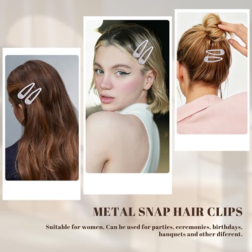 Small Hair Barrettes For Women No Slip Metal Snap Clips For Thin And Fine Hair,Matte White,20 PCS,1.97 x 0.5 Inch. - color: Matte White
